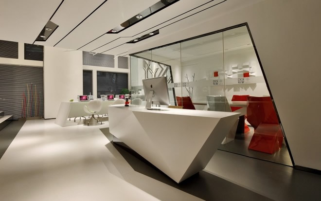 高端網(wǎng)絡(luò)科技辦公室-前臺(tái)裝修設(shè)計(jì)效果圖