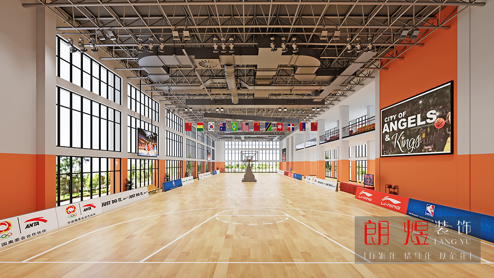 室內(nèi)運(yùn)動(dòng)籃球場(chǎng)館裝修效果圖六